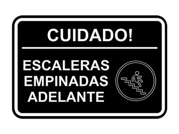 Signs ByLITA Classic Framed Cuidado Escaleras Empinadas Adelante Door or Wall Sign Easy Installation | Health And Safety | Building And Hospitality
